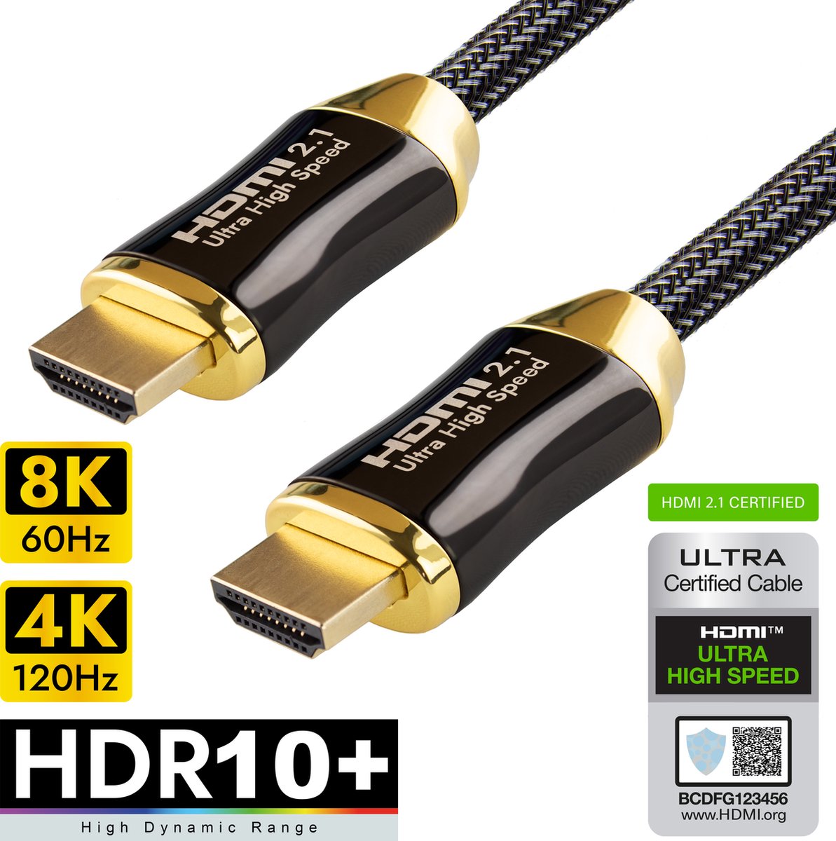 Qnected® HDMI 2.1 kabel 2 meter - 4K@120Hz, 4K@144Hz, 8K@60Hz - HDR10+, Dolby Vision - eARC review