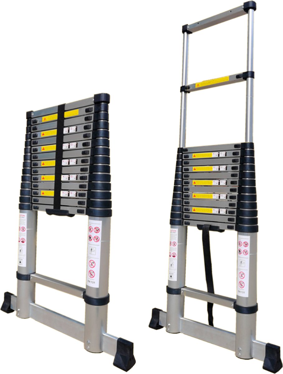 Truskore® Telescopische ladder 4.1 meter - Aluminium - Professionele Vouwladder - Telescoop ladder - Stevig & Vertrouwd 