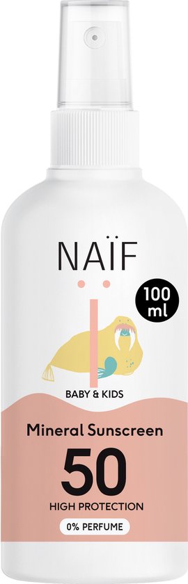 Naif minerale zonnebrandspray Baby and Kids 0 procent parfum SPF50 100 ml